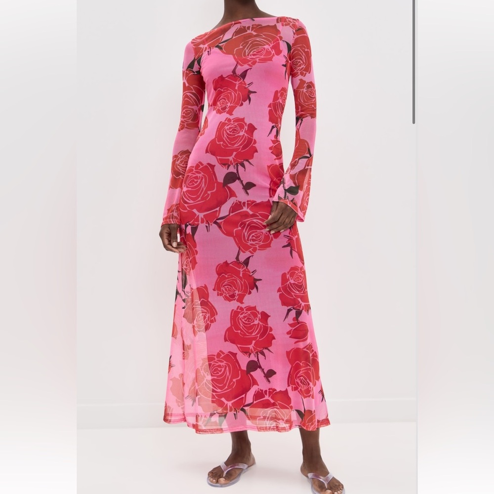 Never Fully Dressed Pink and Red Floral Long Sleeve Dress
